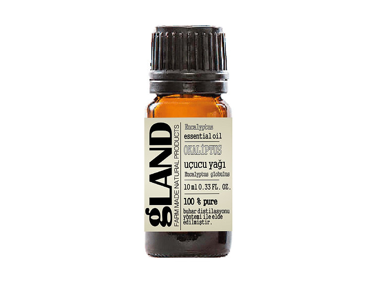 Amber şişede 10 ml %100 saf Eucalyptus globulus uçucu yağı.