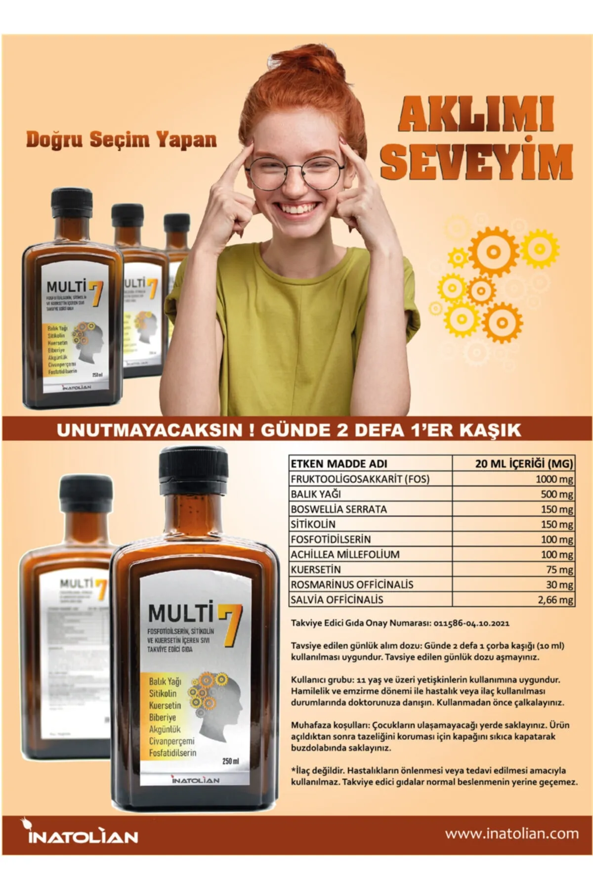 Multi7 , Fosfotidilserin , Balık Yağı , Sitikolin Içeren Gıda Takviyesi