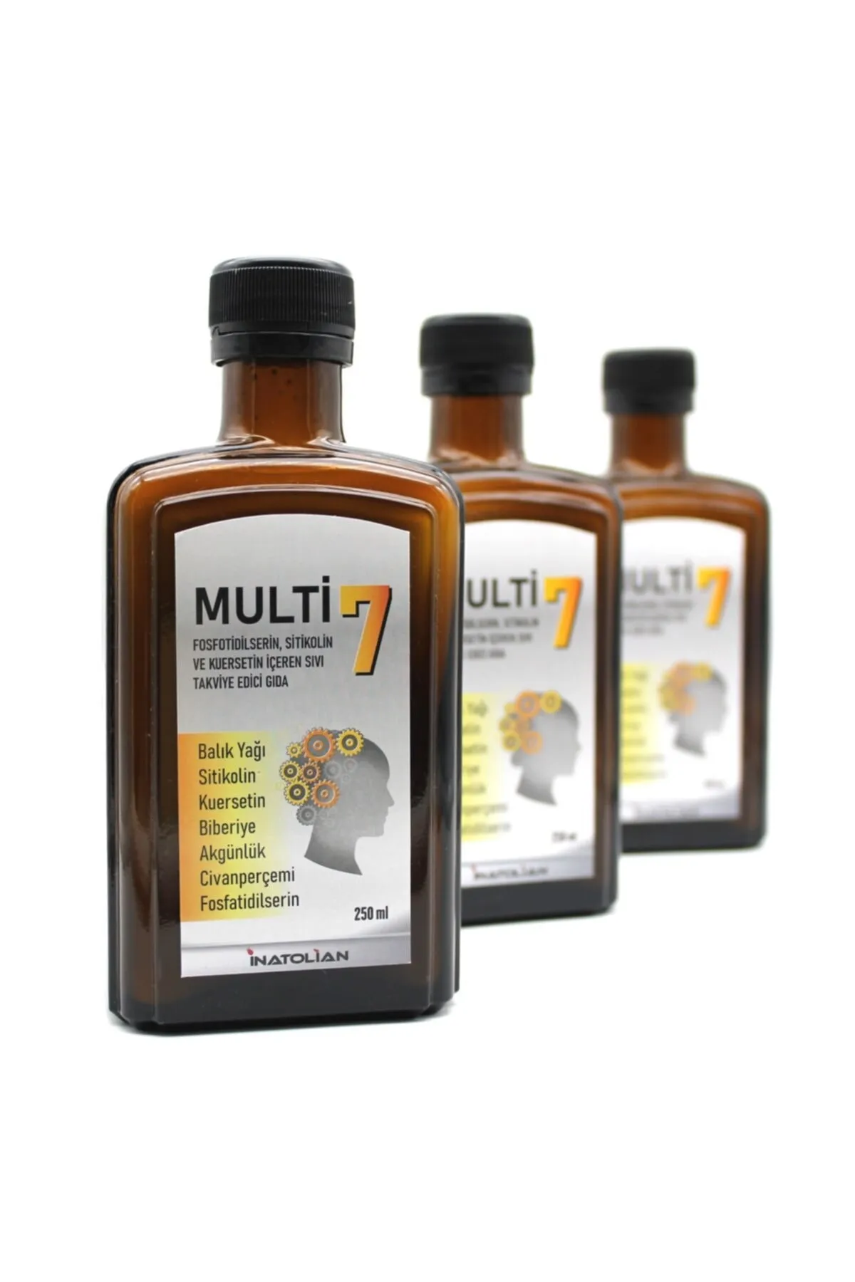 multi7 sıvı takviye fosfatidilserin balık yağı sitikolin 200 ml şişe