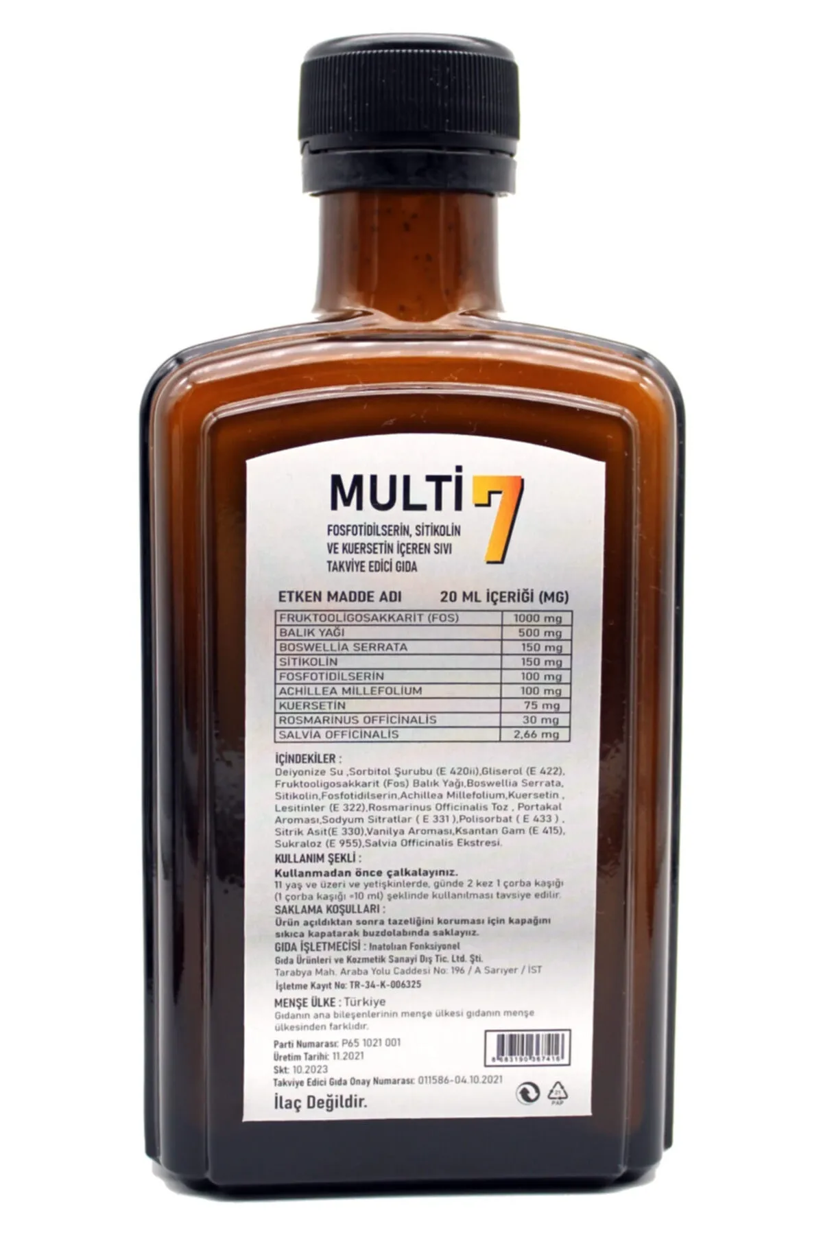 Multi7 , Fosfotidilserin , Balık Yağı , Sitikolin Içeren Gıda Takviyesi