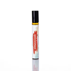 Amber ölmezçiçek roll-on tüpü, kırmızı etiketli, siyah kapaklı.