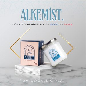 Alkemist kavanozu ve kutusu, soğuk sıkım hindistan cevizi-limon yağı kombinasyonu.